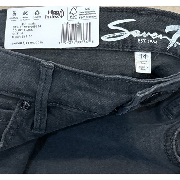 Seven7 Women's 5 Pockets Soft Stretch High Rise Skinny Jean Blk Size 14 MSRP $69 - Picture 3 of 3